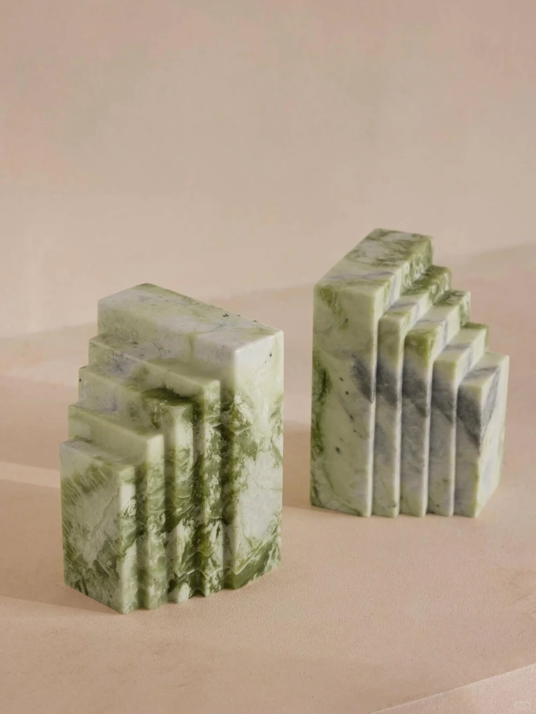 Marble Apple Green Bookends