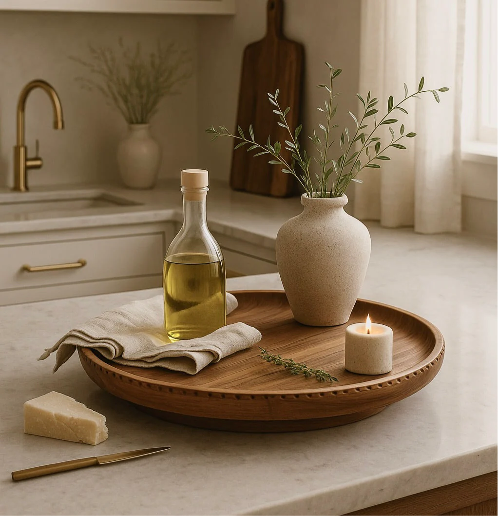 Ayla Wood Lazy Susan, Scalloped Edge